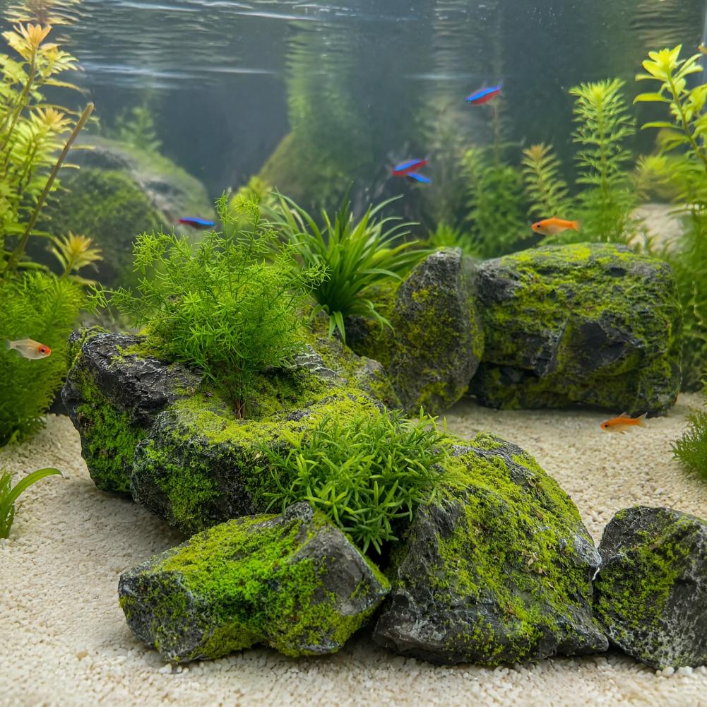 Bonsai Garden Backyard - Peyzaj için Yapay Yosunlu Kayalar Hafif