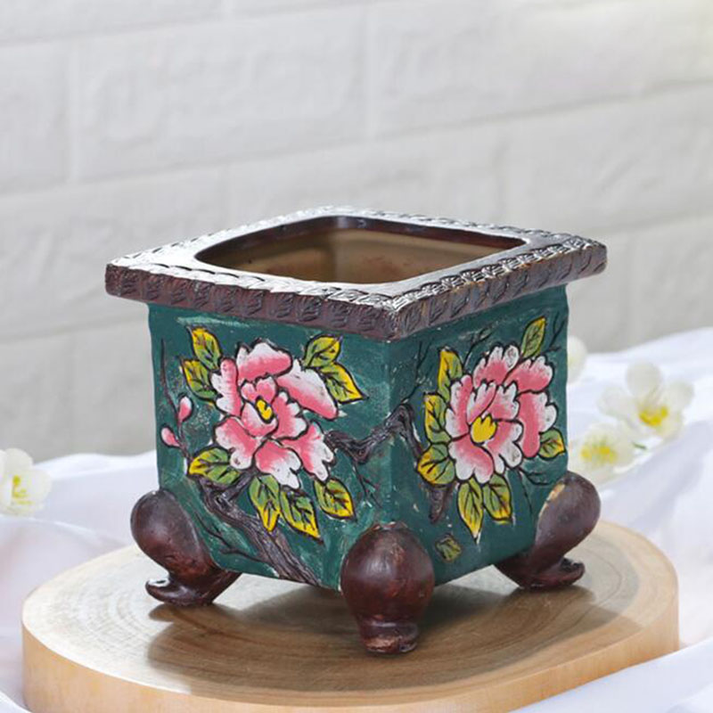 Japanese Garden Bonsai - Kore Tarzı Handpainted Çiçek Desenli Seramik
