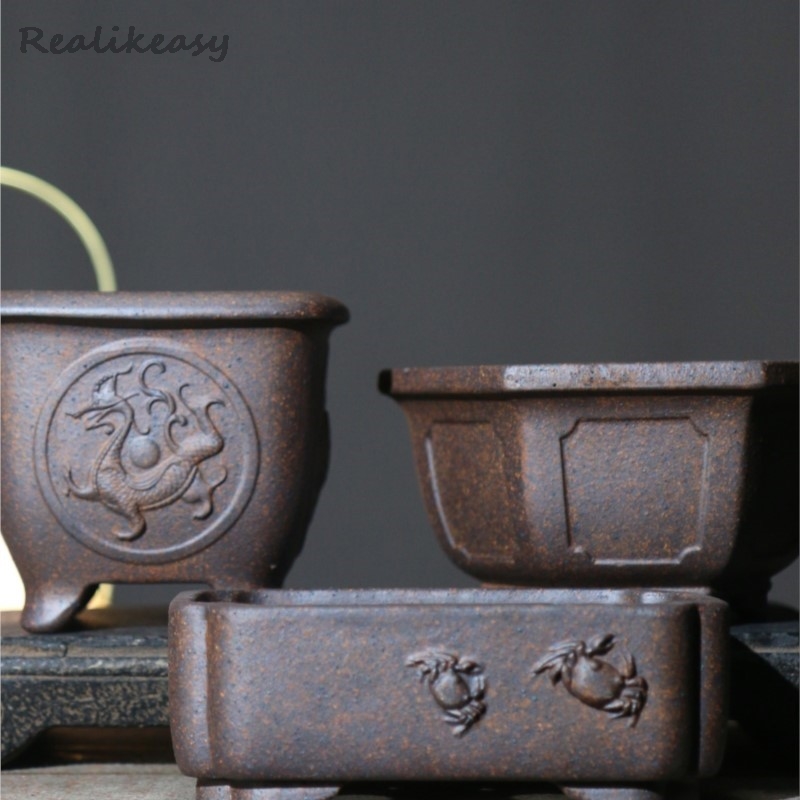Japanese Garden Bonsai - Mor kum saksı altıgen Bonsai saksısı