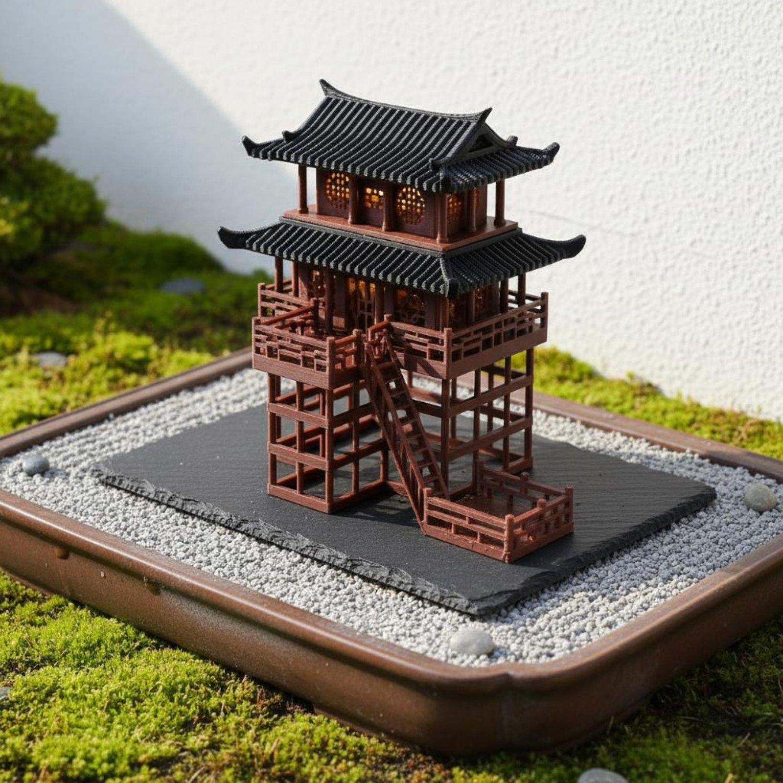 Japanese Garden Bonsai - Bonsai Evi Masa Üstü Plastik Pagoda